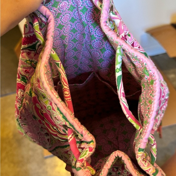 Vera Bradley drawstring backpack - pink and green floral - Picture 2 of 3
